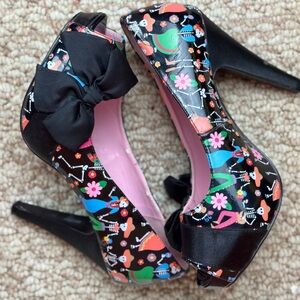 Pin Up Couture Day of The Dead Dia De Los Muertos Heels Size 10